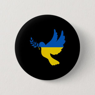 Macaron Rond 5 Cm Colombe de la paix en Ukraine. Soutenez l'Ukraine.