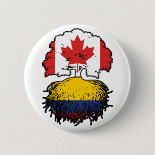 Macaron Rond 5 Cm Colombie Drapeau des racines d'arbre du Canada col