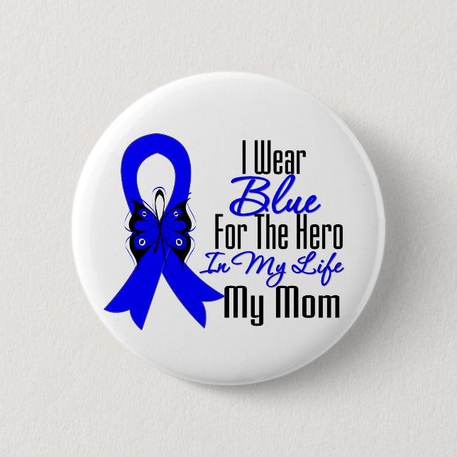 Macaron Rond 5 Cm Colon Cancer Ribbon Hero Ma maman (Devant)
