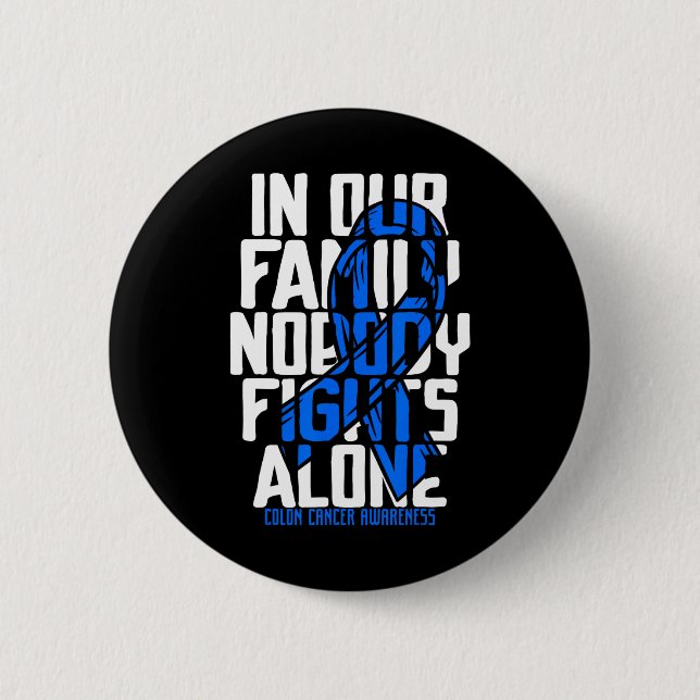 Macaron Rond 5 Cm Colon Cancer Support Famille Bleu Colon Cancer (Devant)