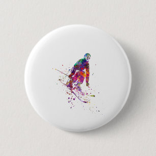 Macaron Rond 5 Cm color d'eau skier