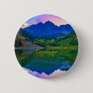 Macaron Rond 5 Cm Colorado Montagnes Rocheuses et le lac