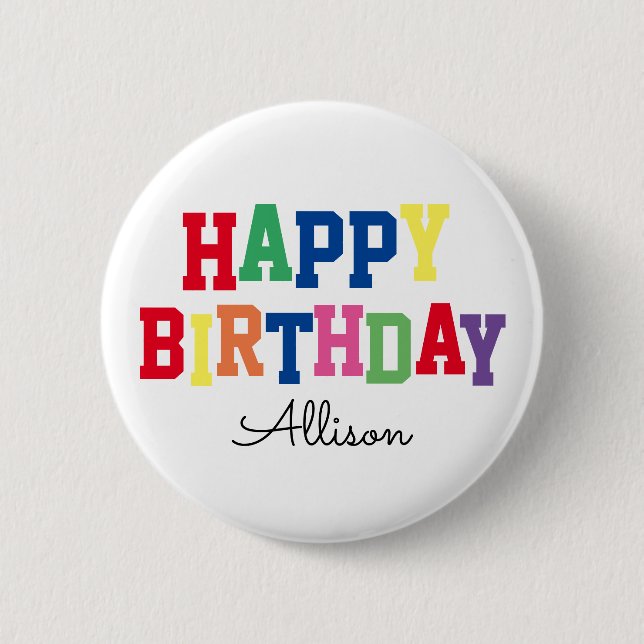 Macaron Rond 5 Cm Coloré d'anniversaire de joyeux anniversaire (Devant)