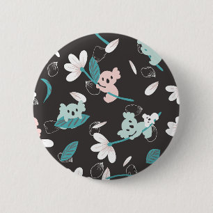 Macaron Rond 5 Cm Coloré Koala Motif mignon animal et floral