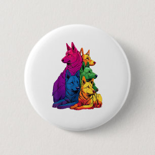 Macaron Rond 5 Cm Colorée LGBT Pride Allemand Berger Chien Pile