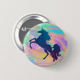 Macaron Rond 5 Cm Colorée Or Speckled Magique Galaxy Unicorn
