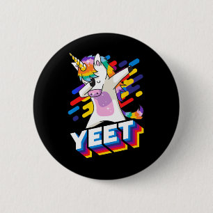 Macaron Rond 5 Cm Colorful Dabbing Dancing Unicorn Célébration Yeet
