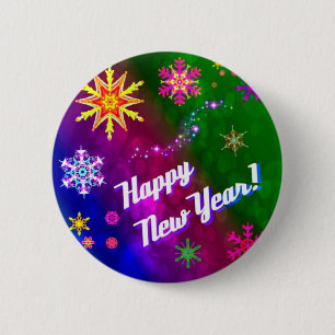 Macaron Rond 5 Cm Colorful Happy New Happy Year