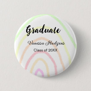 Macaron Rond 5 Cm Colorful rainbow Boho graduation ajouter nom année