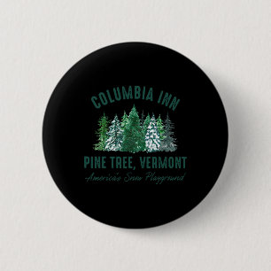 Macaron Rond 5 Cm Columbia Inn Vintage Rétro Arbre de Pin Vermont Jo