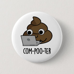 Macaron Rond 5 Cm Com-poo-ter Funny Computer Poop Pun