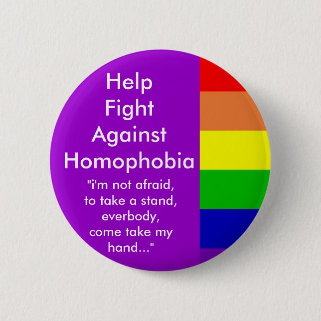 Macaron Rond 5 Cm Combat d'aide contre la homophobie (Devant)
