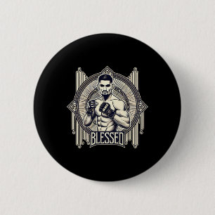 Macaron Rond 5 Cm Combattant de cage de boxe thaïlandaise de kickbox