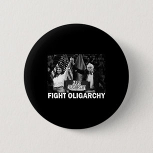 Macaron Rond 5 Cm Combattez l'oligarchie Bernie Sanders et Aoc Liber