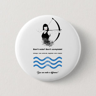 Macaron Rond 5 Cm Combo Femme Archer et Vote Blue