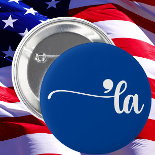 Macaron Rond 5 Cm Comma La   Kamala Harris Blue