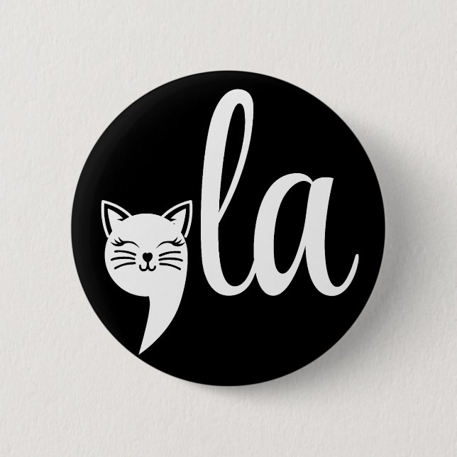 Macaron Rond 5 Cm Comma La Kamala Harris - maman chat pour Kamala (Devant)