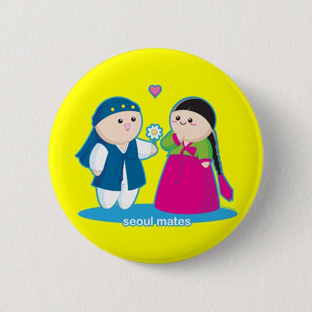 Macaron Rond 5 Cm Compagnons de Séoul (Devant)