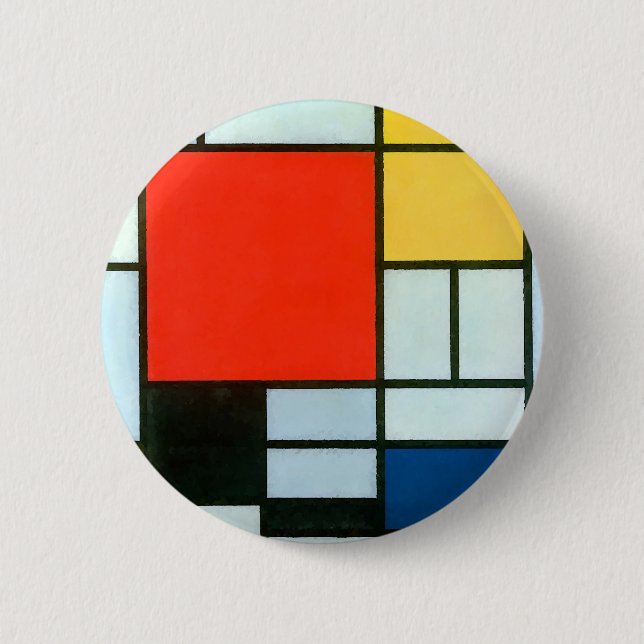Macaron Rond 5 Cm Composition de Piet Mondrian (Devant)