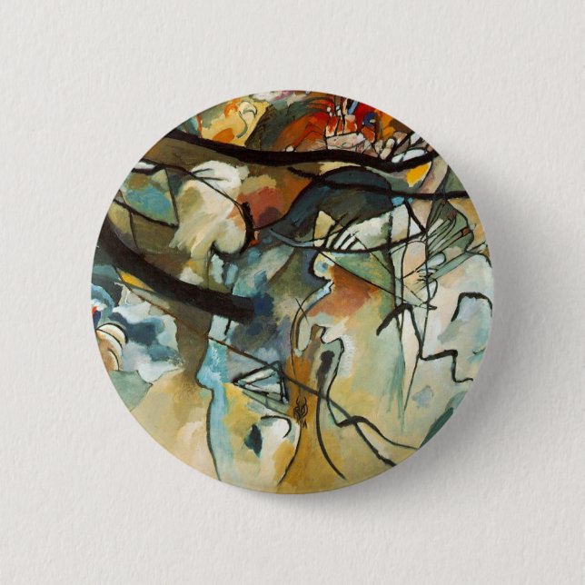 Macaron Rond 5 Cm Composition Kandinsky V Peinture Abstraite (Devant)