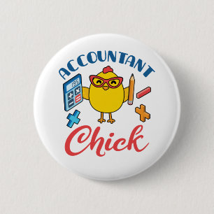 Macaron Rond 5 Cm Comptable Chick Accounting CPA Graduation Women