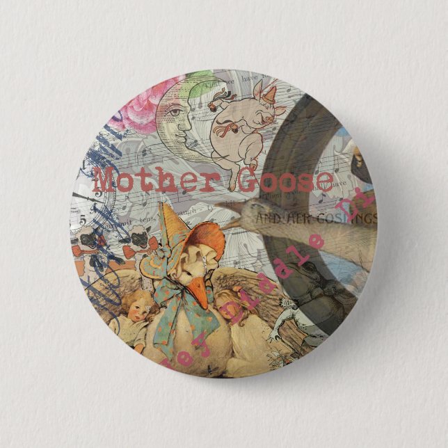 Macaron Rond 5 Cm Comptine de Mère l'Oye Conte de Fées (Devant)