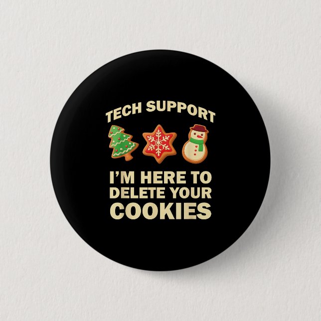 Macaron Rond 5 Cm Computer Nerd Funny Christmas Designs Men's Black  (Devant)