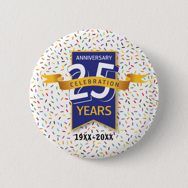 Macaron Rond 5 Cm Conception ANNIVERSAIRE 25 ans (Devant)