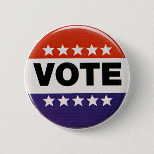 Macaron Rond 5 Cm Conception blanche et bleue rouge de vote