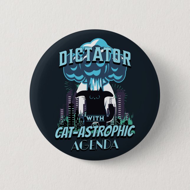 Macaron Rond 5 Cm Conception Catastrophique Funny Chat (Devant)