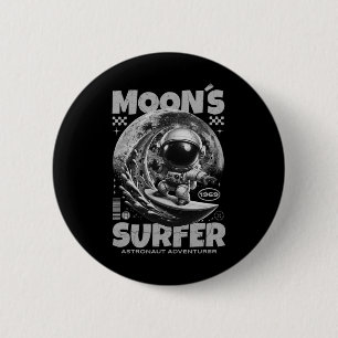Macaron Rond 5 Cm Conception d'astronaute surfeur, surf lunaire espa