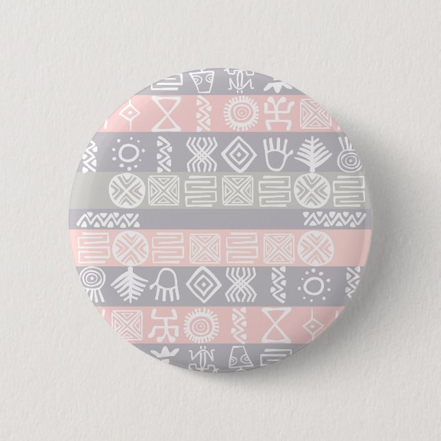 Macaron Rond 5 Cm Conception de Boho Africain Ethnique (Devant)
