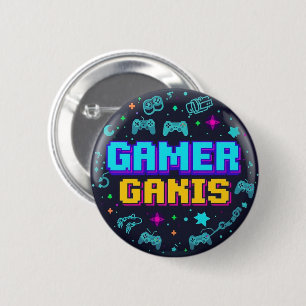 Macaron Rond 5 Cm Conception de bouton de jeu en pixel art rétro"