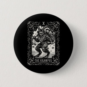 Macaron Rond 5 Cm Conception de carte de tarot de Krampus Saison de