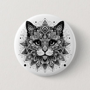Macaron Rond 5 Cm Conception de chat à motif mandala