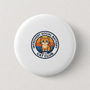 Macaron Rond 5 Cm Conception de chat de batterie sociale introverti