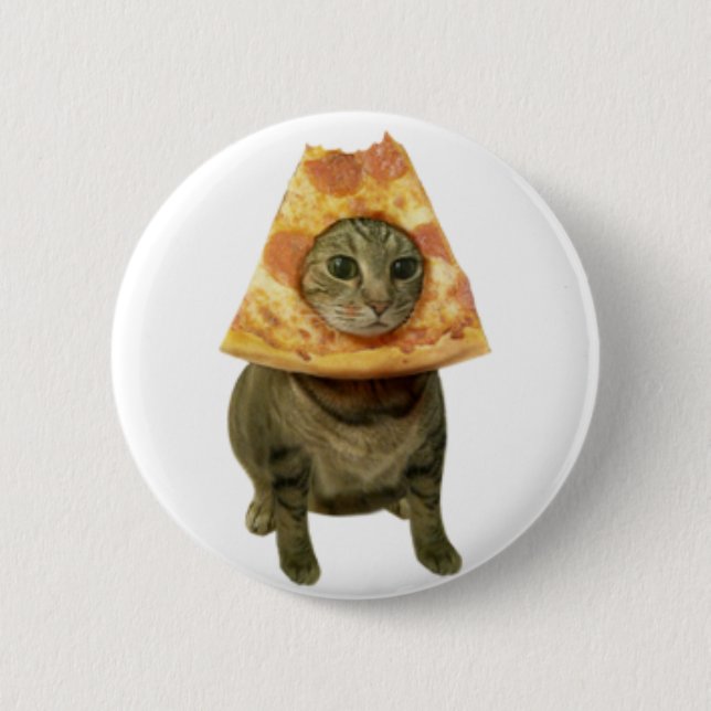 Macaron Rond 5 Cm Conception de chat de pizza (Devant)
