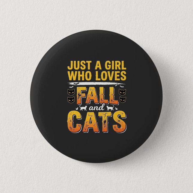 Macaron Rond 5 Cm Conception de chats d'automne Halloween fille_1 (Devant)