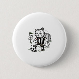 Macaron Rond 5 Cm Conception de chemise de gravure de chat de footba
