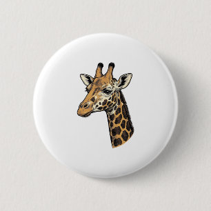 Macaron Rond 5 Cm Conception de chemise de portrait de girafe gravur