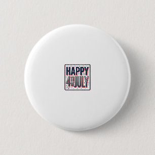 Macaron Rond 5 Cm Conception de chemise patriotique vintage Happy 4