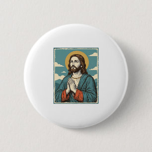 Macaron Rond 5 Cm Conception de chemise religieuse Sauveur priant vi