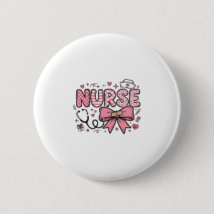 Macaron Rond 5 Cm Conception de chemise vectorielle Cute Nurse Bow H