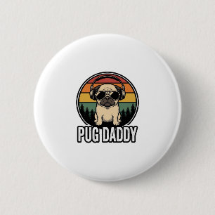 Macaron Rond 5 Cm Conception de chemise vectorielle pour chien Pug D