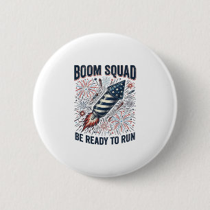 Macaron Rond 5 Cm Conception de chemise vintage Boom Squad Feu d'art