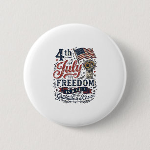 Macaron Rond 5 Cm Conception de chemise vintage de gratitude de libe