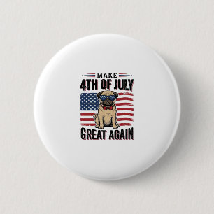 Macaron Rond 5 Cm Conception de chemise vintage patriotique de Pug d