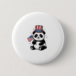 Macaron Rond 5 Cm Conception de chemise vintage patriotique Panda Fl