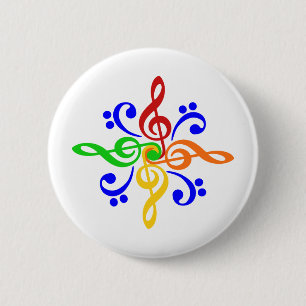 Macaron Rond 5 Cm Conception de clef basse et triple