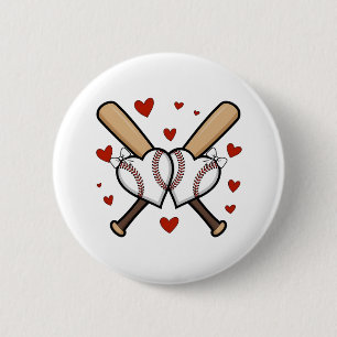 Macaron Rond 5 Cm Conception de cœur de baseball avec des battes et